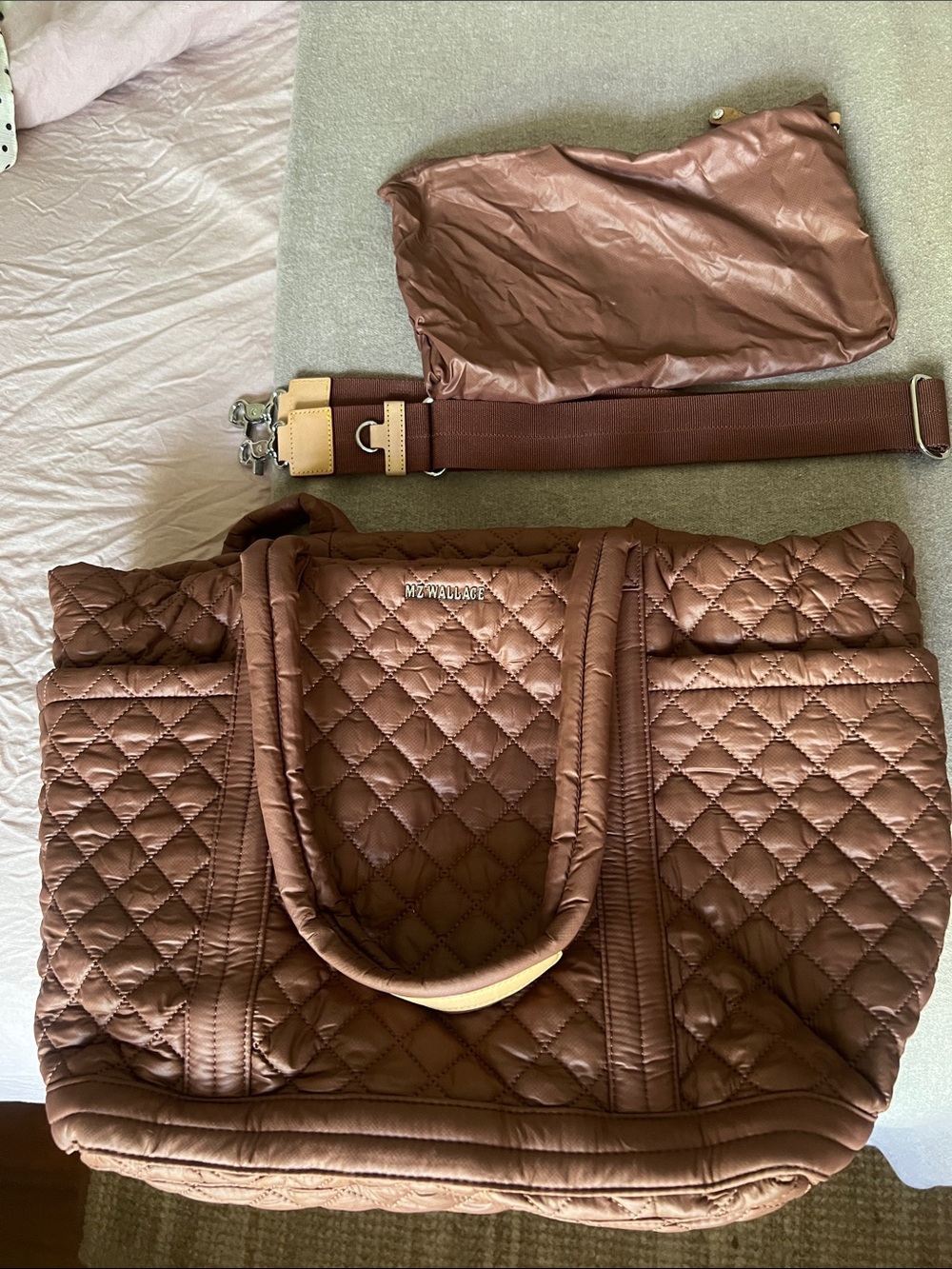 MZ Wallace empire tote delux in terracotta.